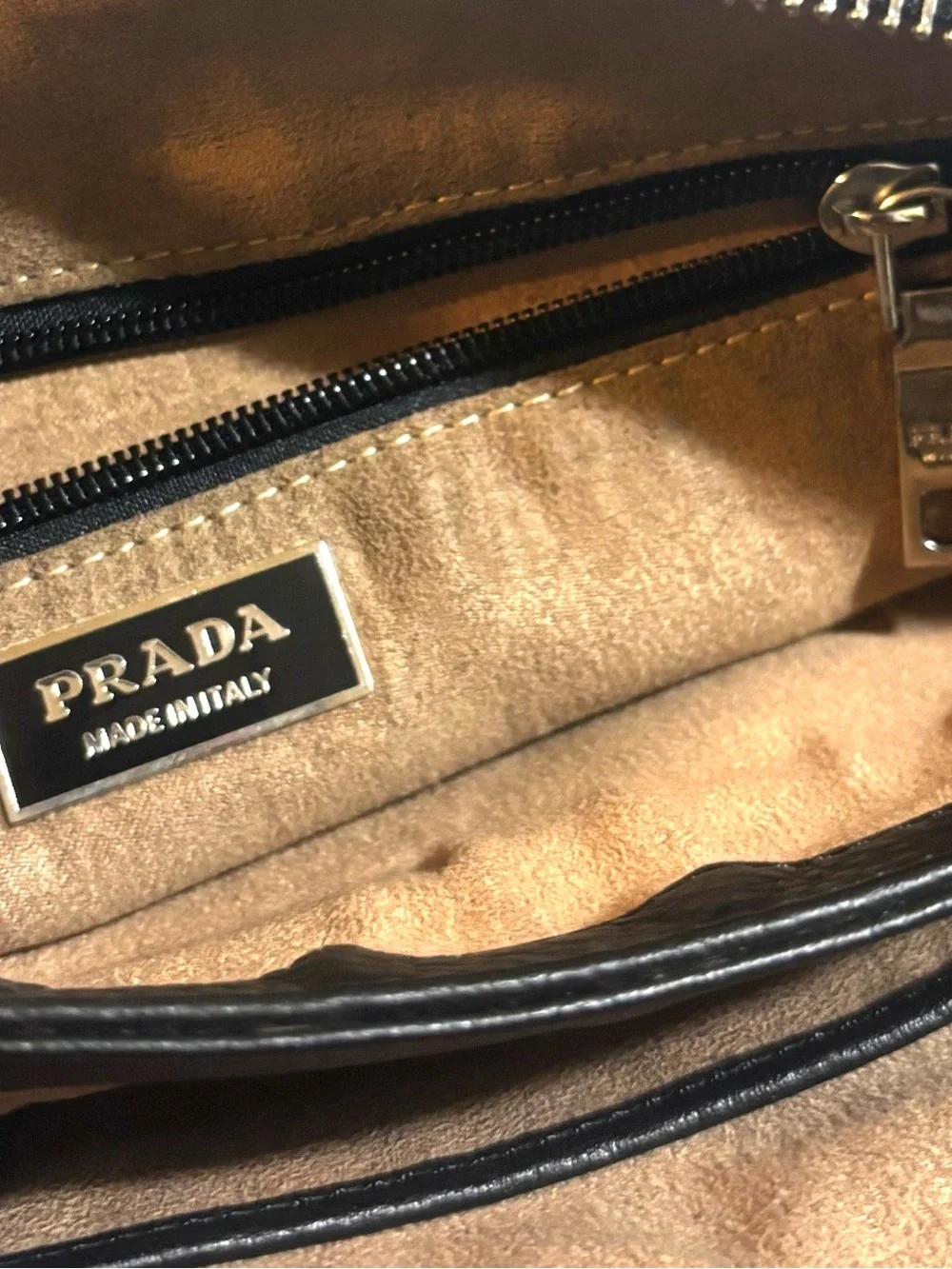 Prada unisex Black pebbled Leather Crossbody Bag with Adjustable Strap
